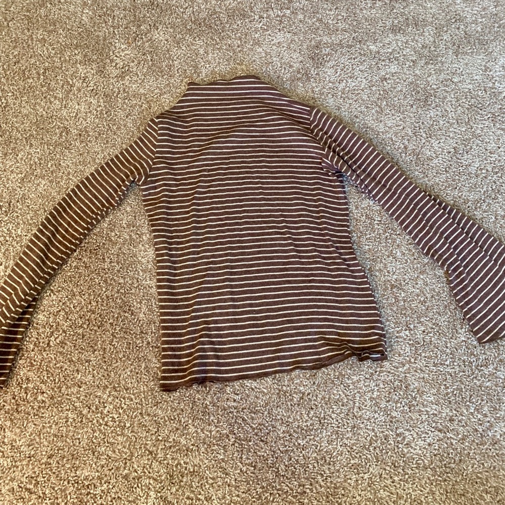 Coffee striped high-neck top
